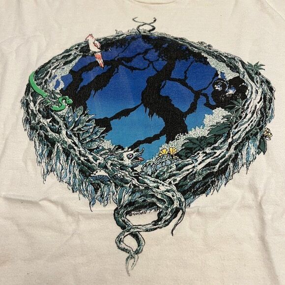 1989 Single Stitch Grateful Dead Rainforest White Vintage tee hanes tag Large - Picture 2 of 8